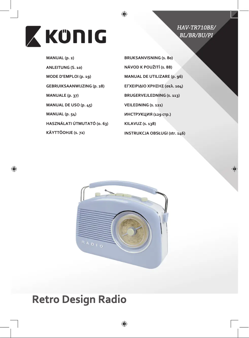 Page 1 de la notice Manuel utilisateur Konig HAV-TR710BL