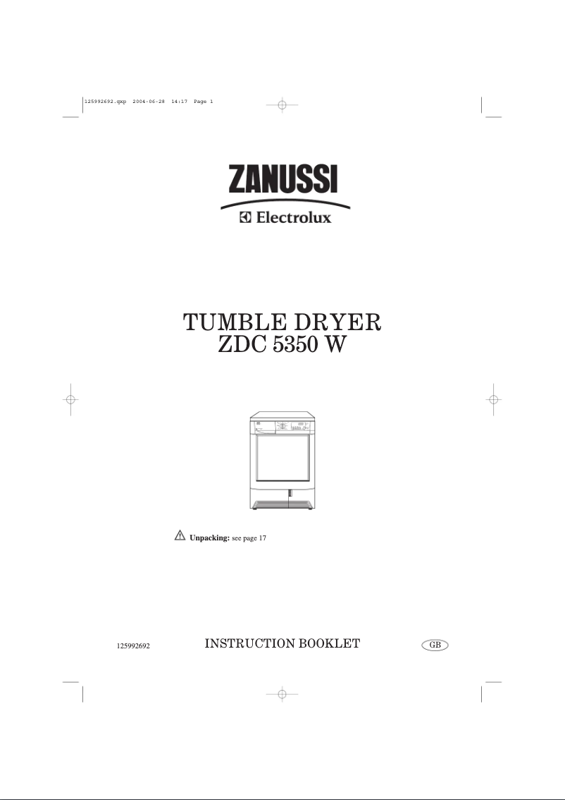 Page 1 de la notice Manuel utilisateur Zanussi-Electrolux ZDC5350W
