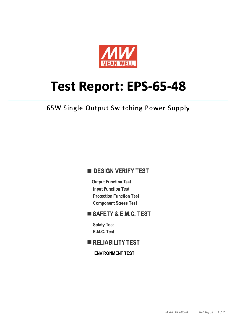 Page n°1 - Fiche technique Mean Well EPS-45-48