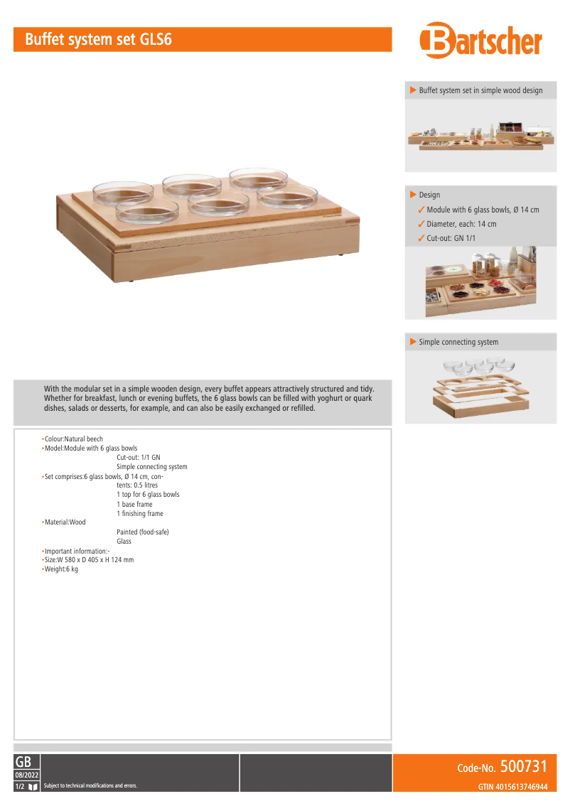 Page n°1 - Fiche technique Bartscher GLS6