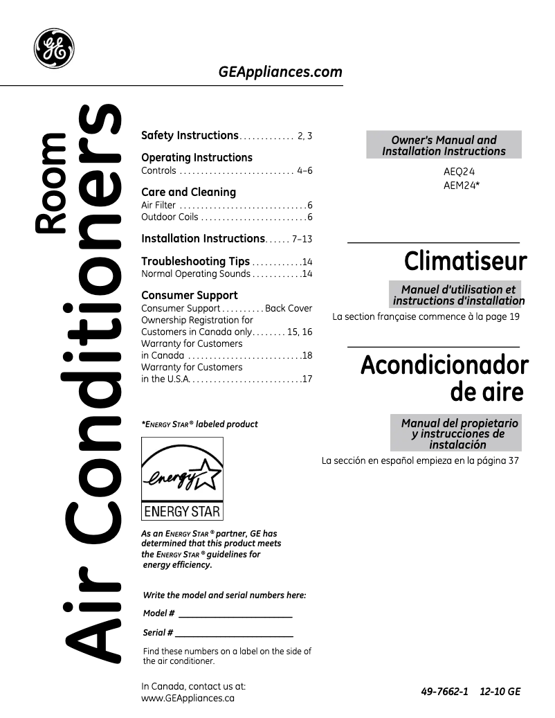 Image de la première page du manuel de l'appareil AEM25DP