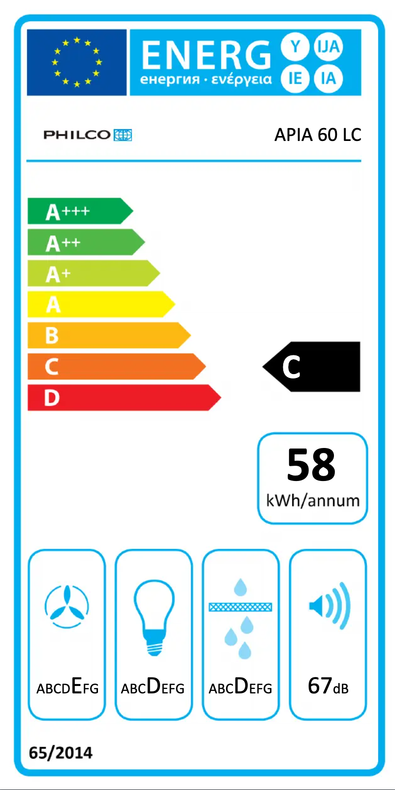 Page 1 de la notice Manuel utilisateur Philco Apia 60 LC