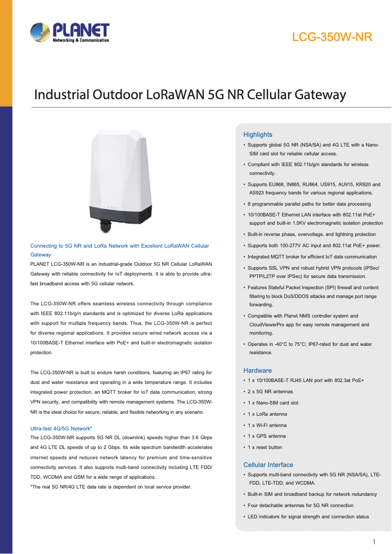 Image de la première page du manuel de l'appareil LCG-350W-NR