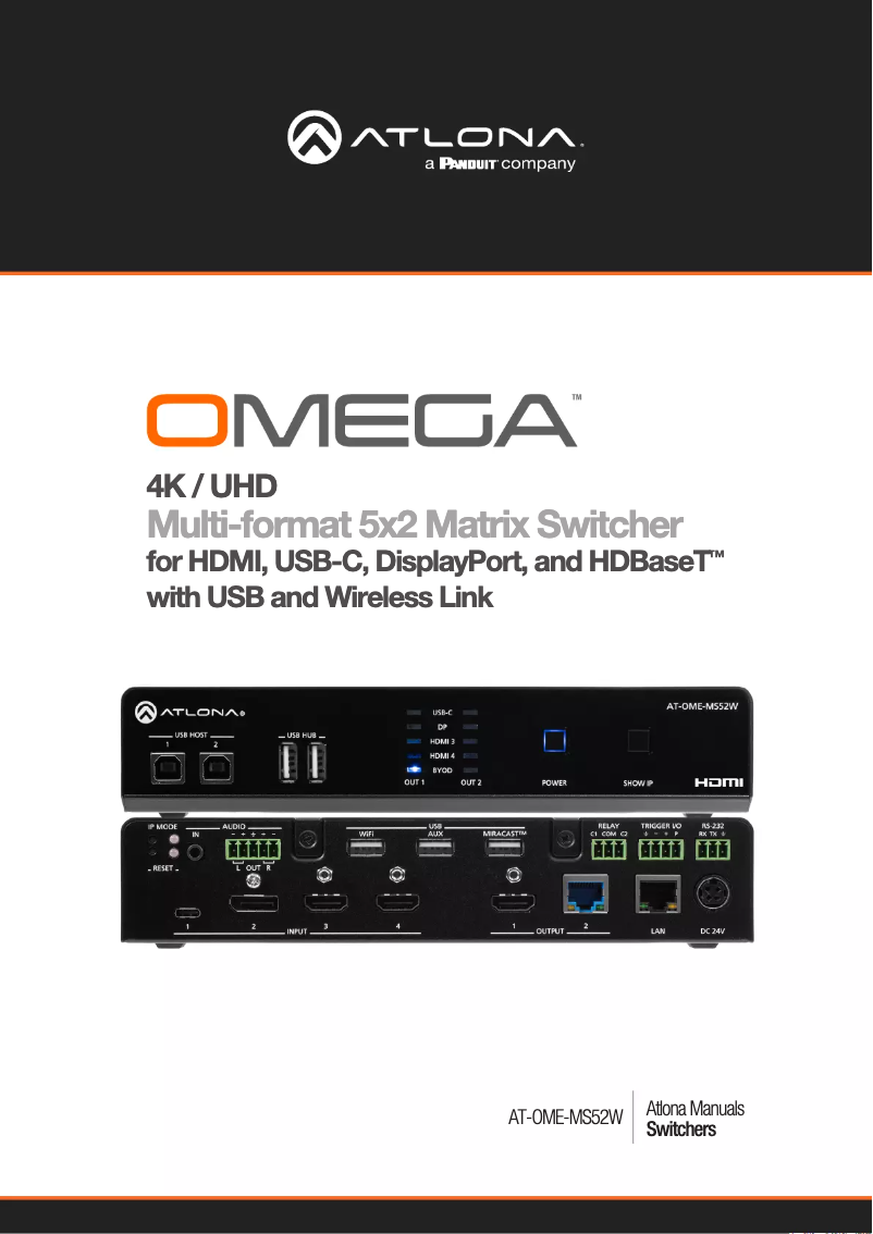 Page 1 de la notice Manuel utilisateur Atlona Omega AT-OME-MS52W