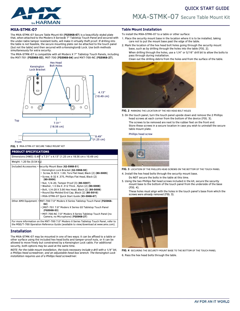 Image de la première page du manuel de l'appareil MXA-STMK-07