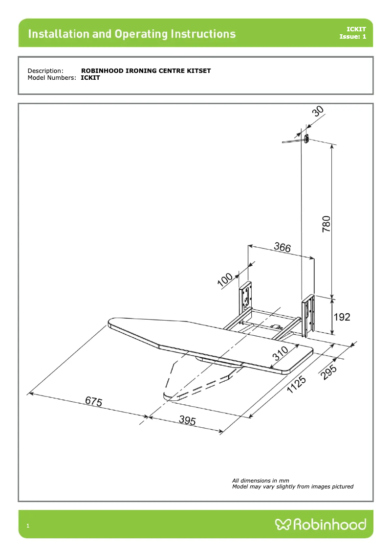 Page 1 de la notice Guide d'installation Robinhood ICKIT