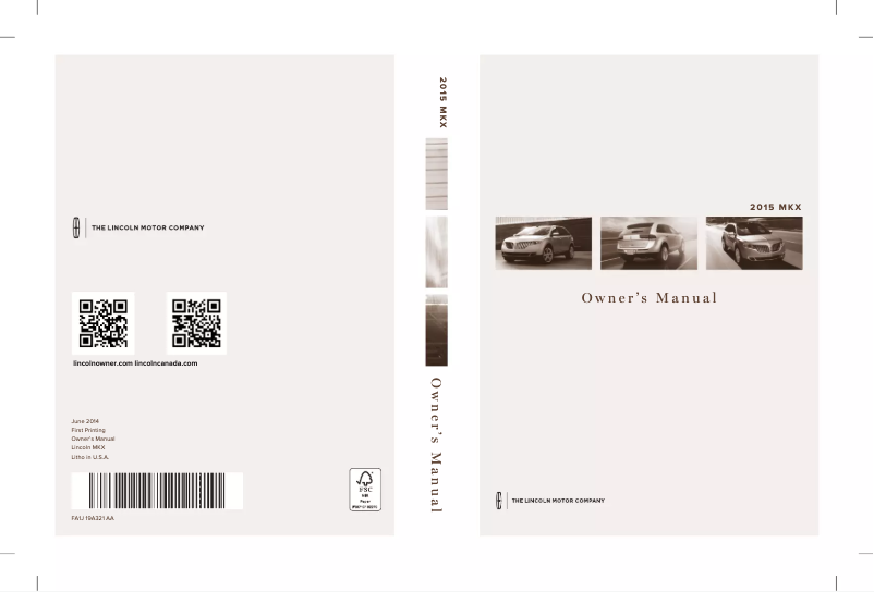 Page n°1 - Manuel utilisateur Lincoln MKX (2015)