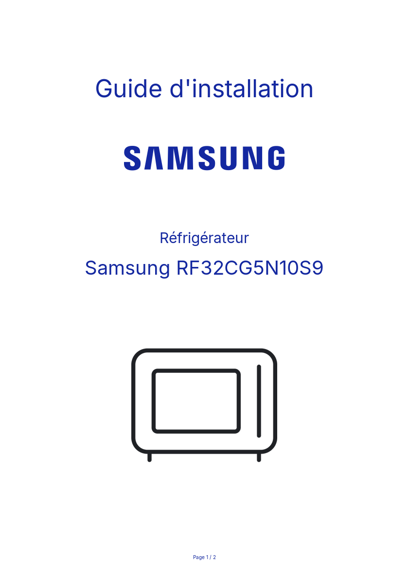 Image de la première page du manuel de l'appareil RF32CG5N10S9