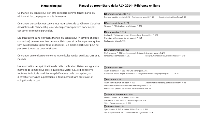 Image de la première page du manuel de l'appareil RLX Hybrid (2014)