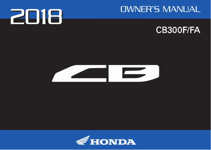 Page 1 de la notice Manuel utilisateur Honda CB300F (2018)
