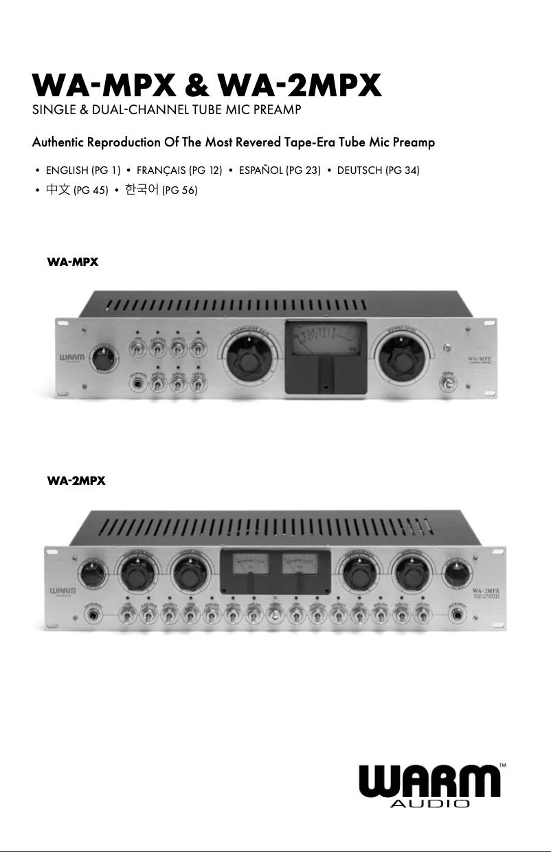 Page 1 de la notice Manuel utilisateur Warm Audio WA-MPX