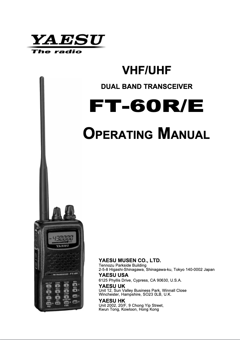 Página 1 del manual Manual de usuario Yaesu FT-60R