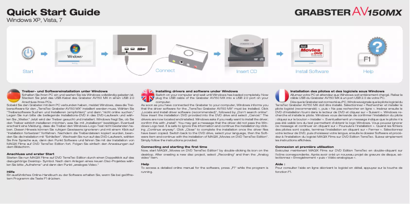Page 1 de la notice Manuel utilisateur Terratec Grabster AV150MX USB