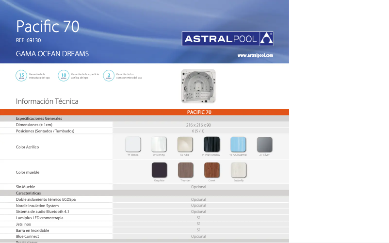 Page n°1 - Fiche technique AstralPool Pacific 70
