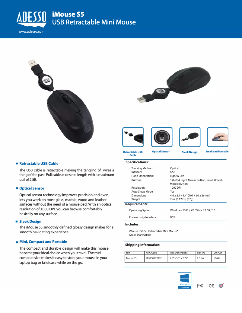 Page n°1 - Manuel utilisateur Adesso iMouse S5