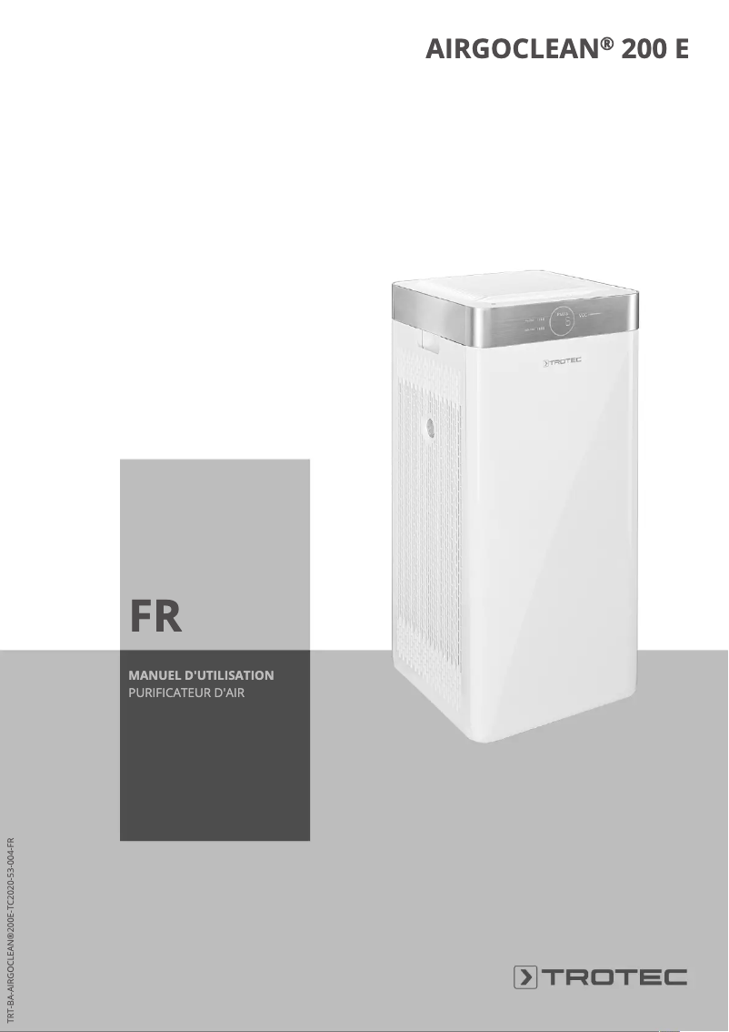 Page 1 de la notice Manuel utilisateur Trotec AirgoClean 200 E