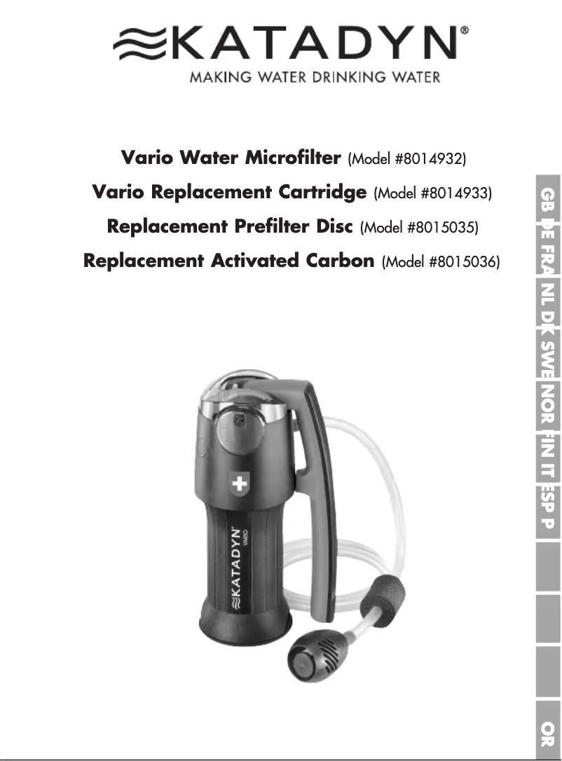 Page 1 de la notice Manuel utilisateur Katadyn VARIO