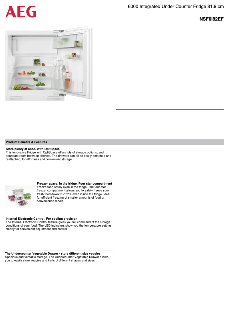 Página 1 del manual Ficha técnica AEG NSF6I82EF