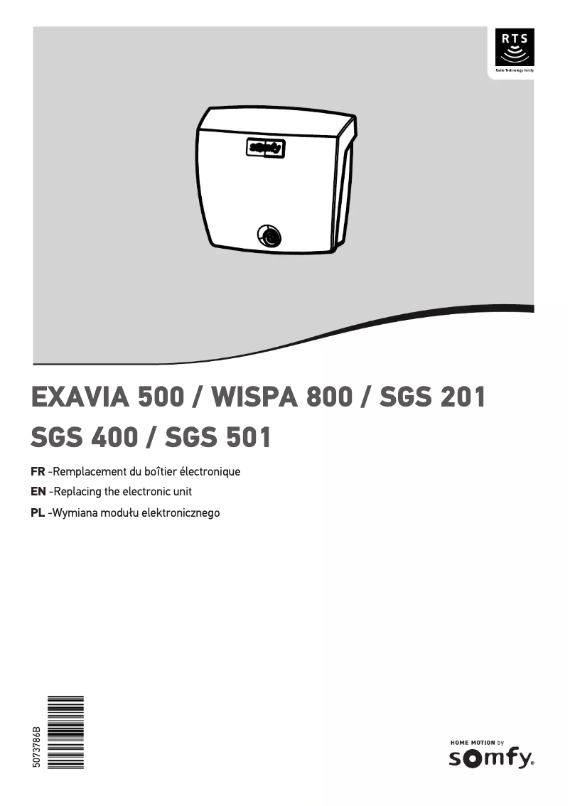 Page 1 de la notice Manuel utilisateur Somfy Exavia 500