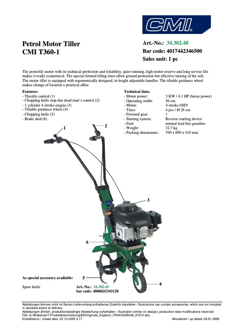 Page n°1 - Manuel utilisateur CMI T360-1