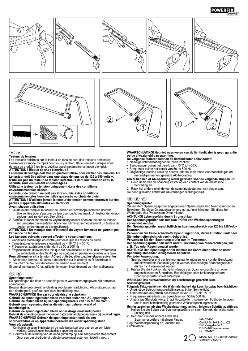 Image de la première page du manuel de l'appareil IAN 284961