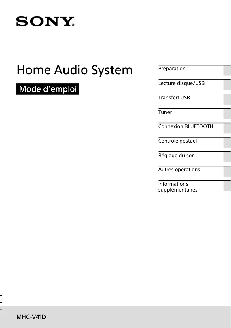 Page n°1 - Manuel utilisateur Sony MHC-V41D