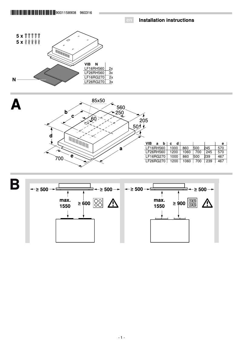 Page 1 de la notice Guide d'installation Siemens LF26RH560
