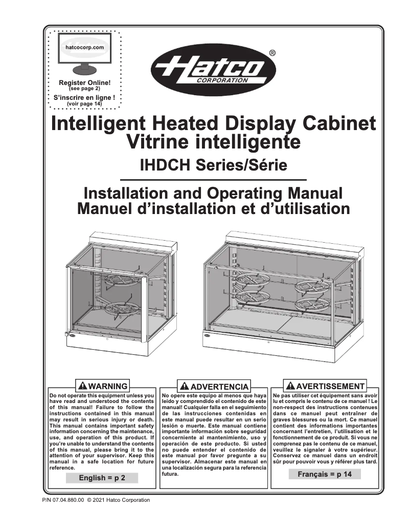 Page 1 de la notice Manuel utilisateur Hatco IHDCH-45