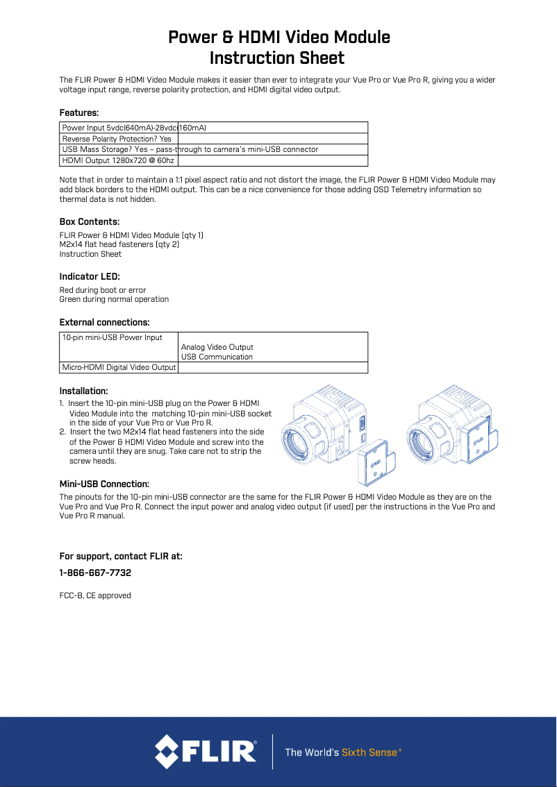 Page 1 de la notice Instructions / montage FLIR Vue Pro R
