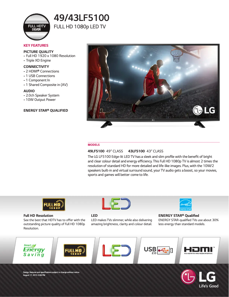 Page n°1 - Fiche technique LG 49LF5100