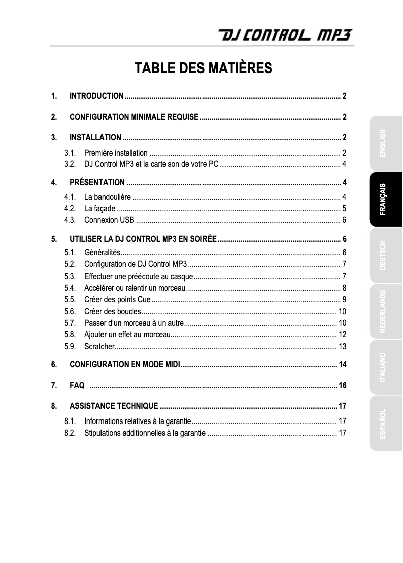 Page n°1 - Mode d'emploi Hercules DJ Control MP3