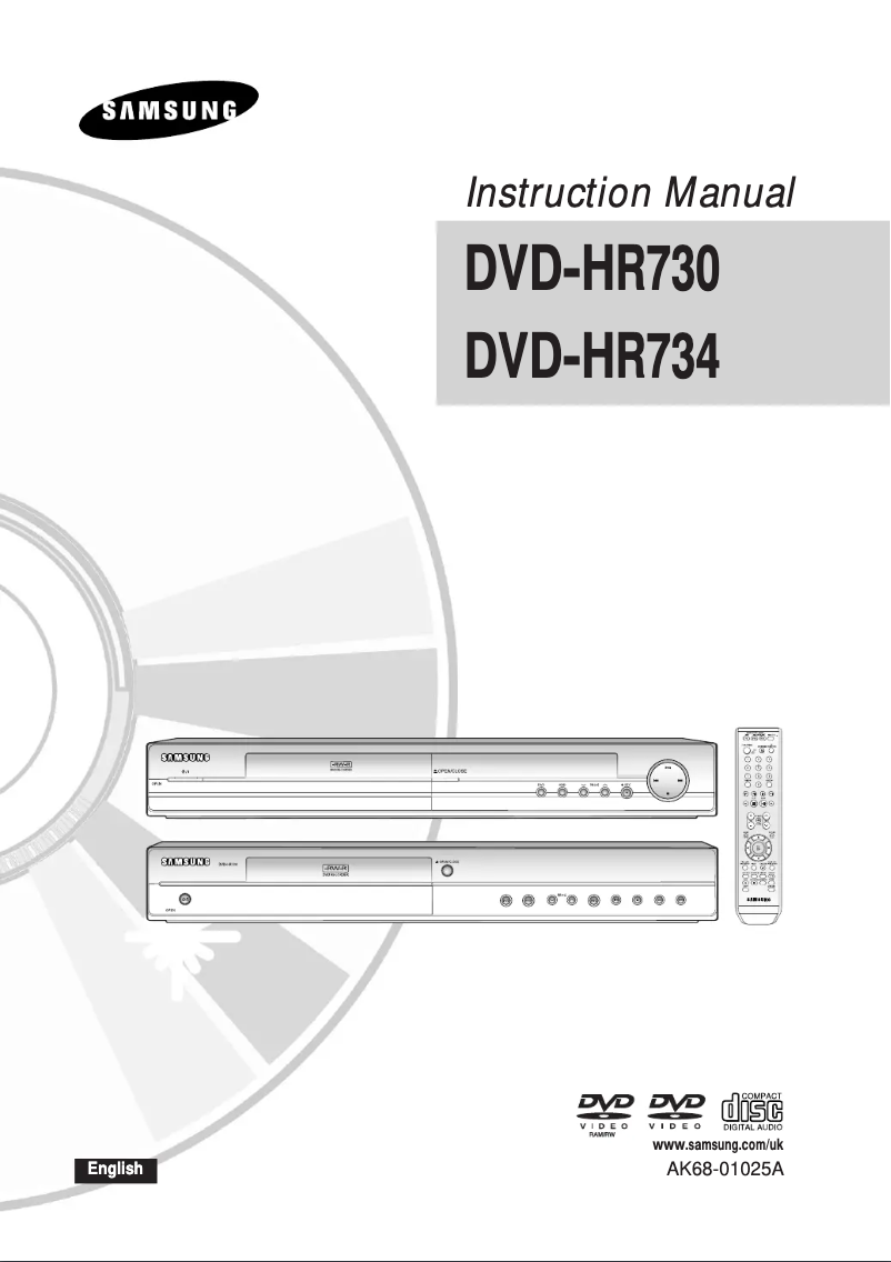 Image de la première page du manuel de l'appareil DVD-HR730