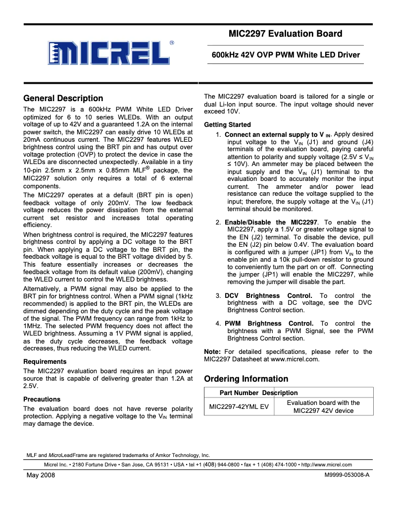 Página 1 del manual Manual de usuario Microchip MIC2297-42YML