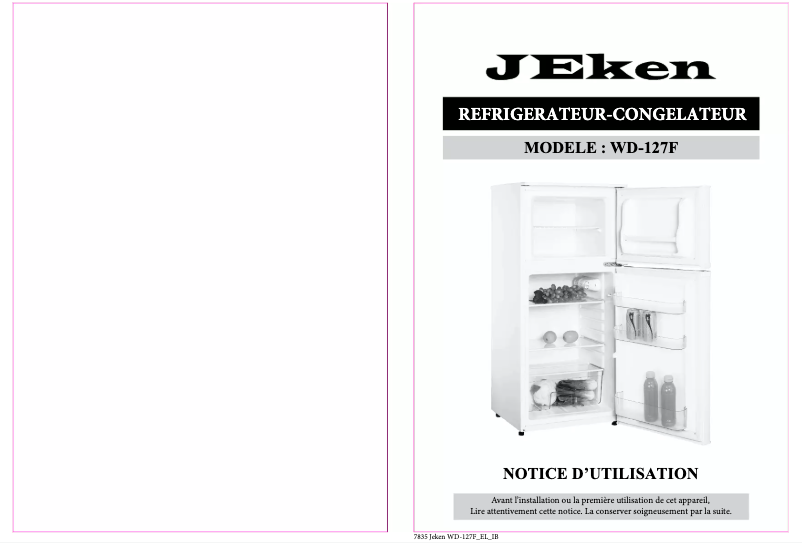 Page 1 de la notice Manuel utilisateur Jeken WD-127F
