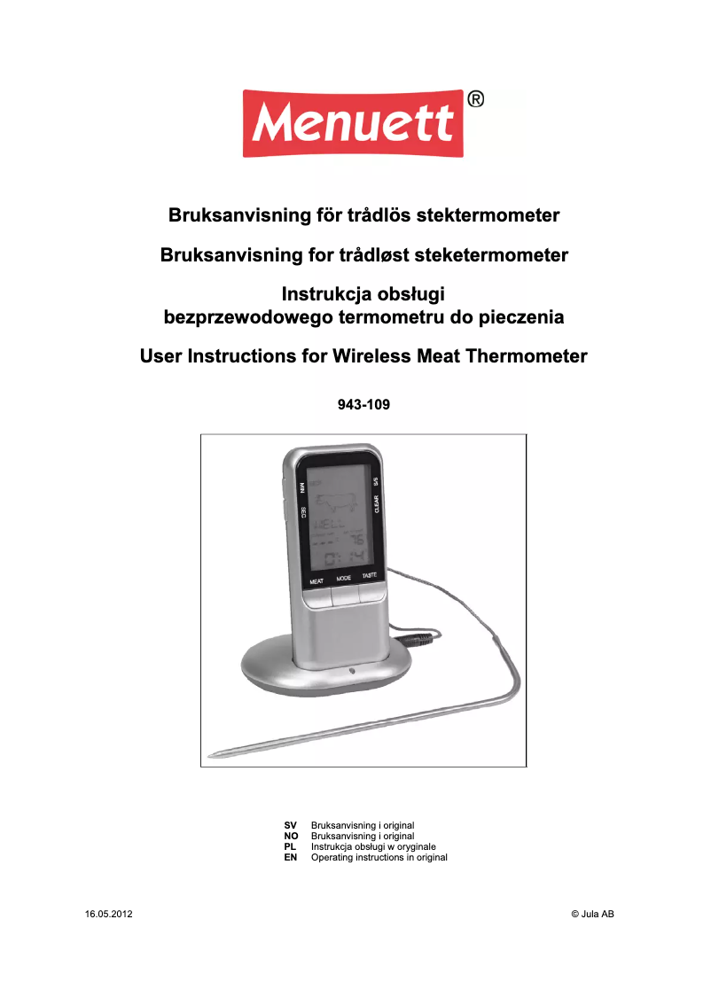 Image de la première page du manuel de l'appareil 943-109