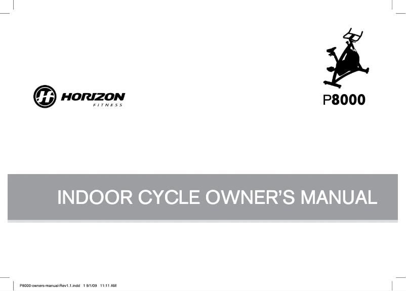 Page n°1 - Manuel utilisateur Horizon Fitness P8000