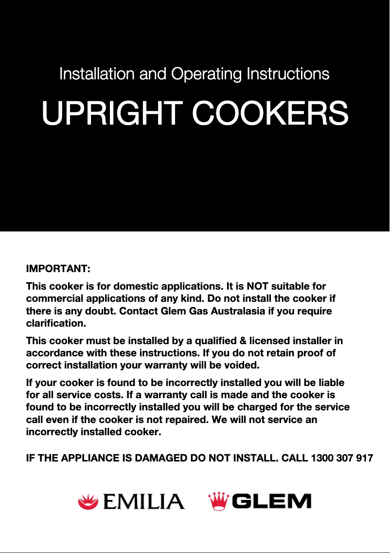 Page 1 de la notice Guide d'installation Glem Gas ML106GGESIB3