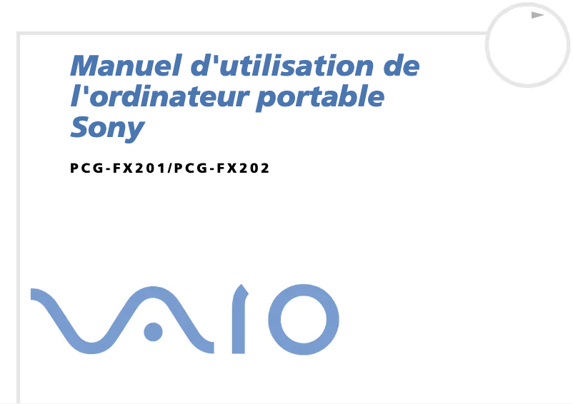 Page 1 de la notice Manuel utilisateur Sony Vaio PCG-FX201
