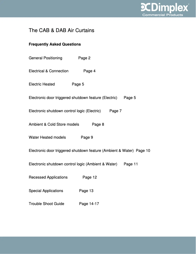 Page 1 de la notice Fiche technique Dimplex DAB15E