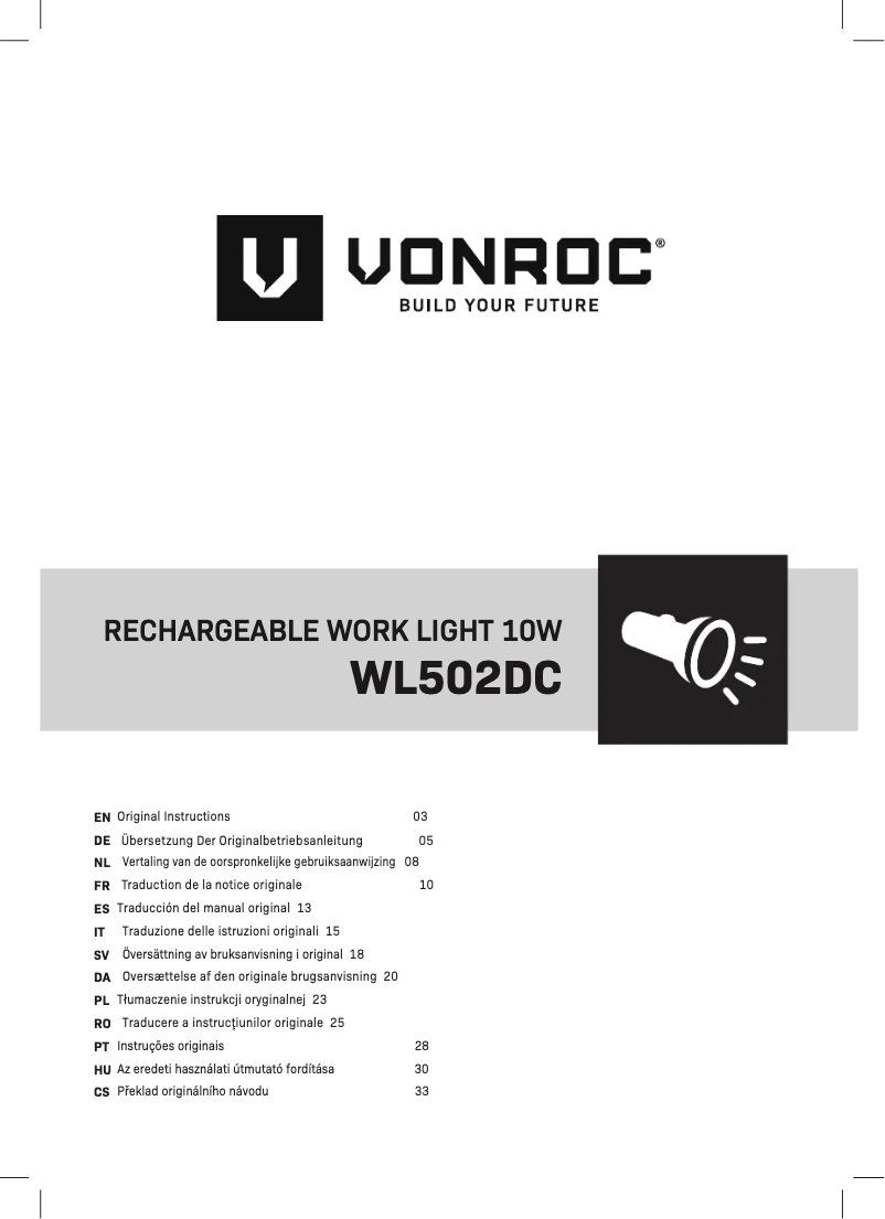 Page n°1 - Manuel utilisateur Vonroc WL502DC