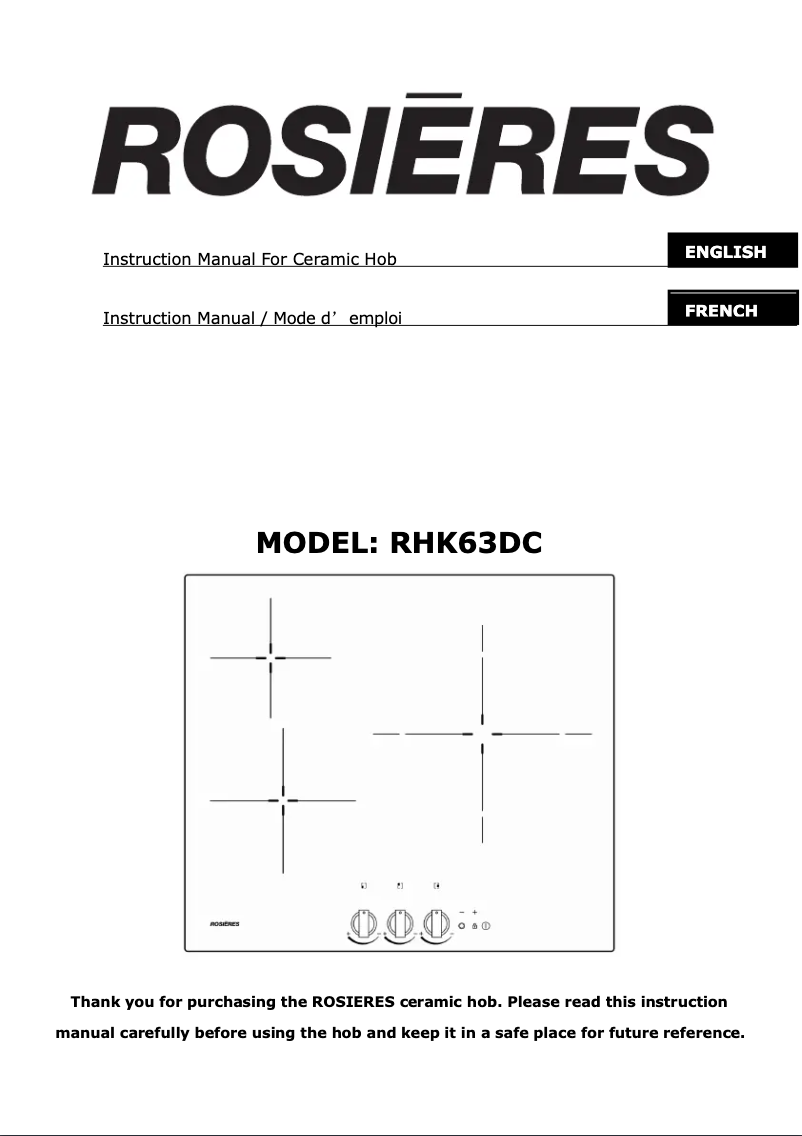Image de la première page du manuel de l'appareil RHK63DC