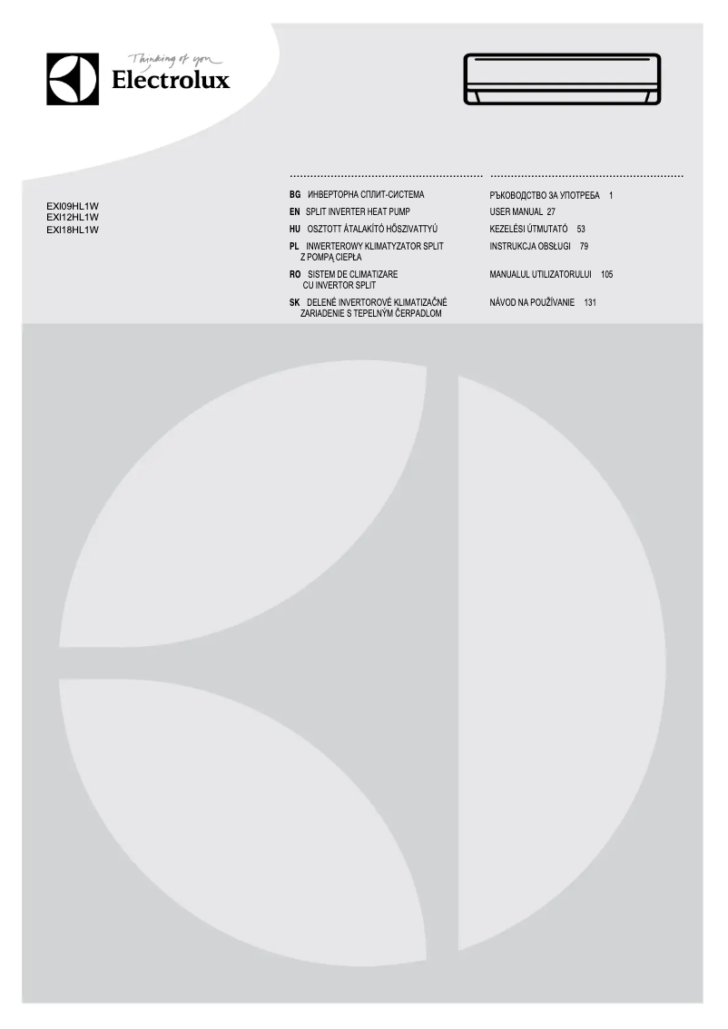 Page n°1 - Manuel utilisateur Electrolux EXI18HL1WE