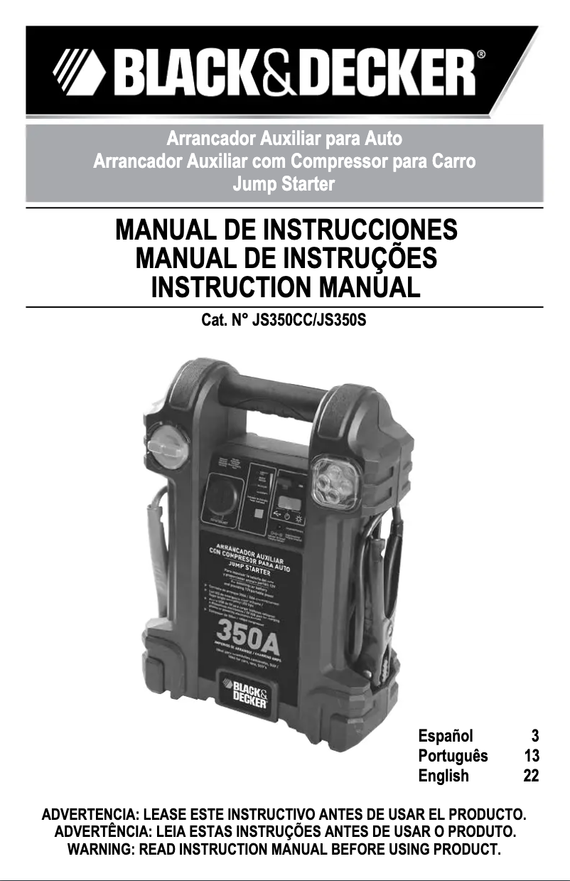 Image de la première page du manuel de l'appareil JS350CC