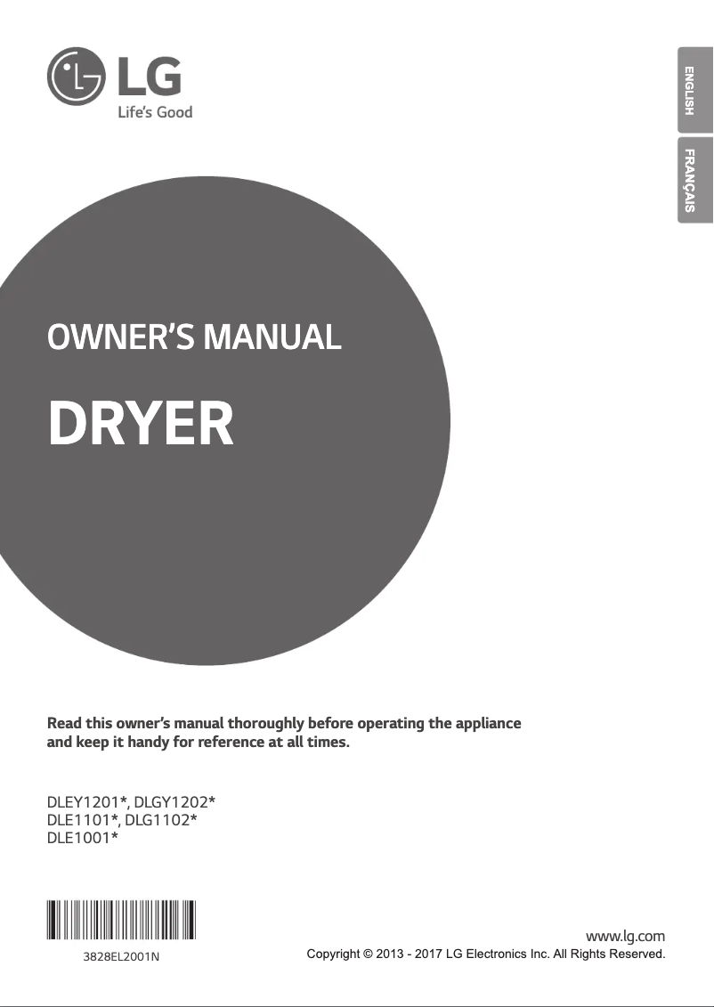 Page 1 de la notice Manuel utilisateur LG DLE1101W