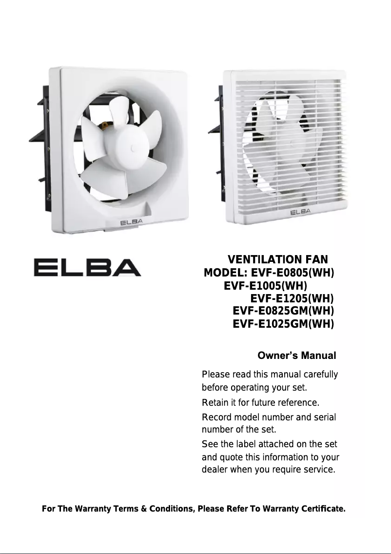 Image de la première page du manuel de l'appareil EVF-E1025GM(WH)