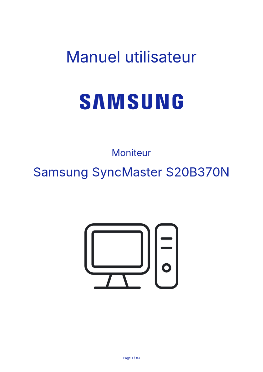 Page n°1 - Manuel utilisateur Samsung SyncMaster S20B370N