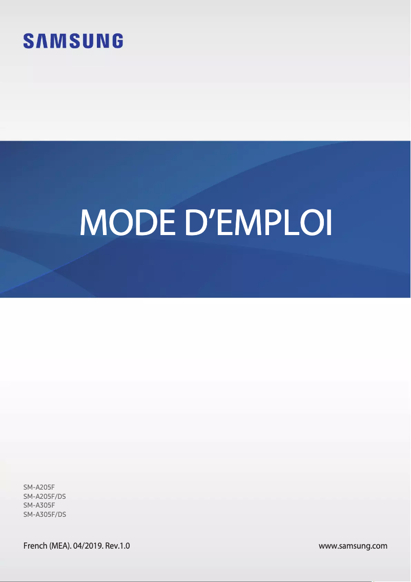 Page 1 de la notice Manuel utilisateur Samsung Galaxy A20