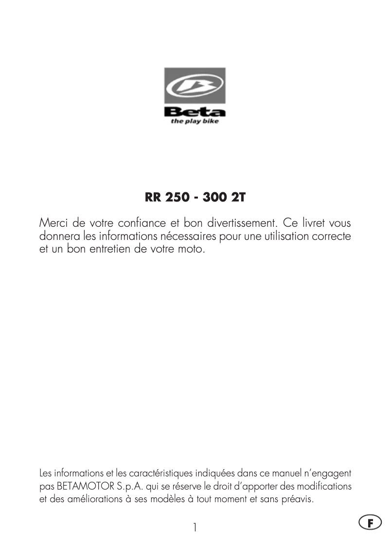 Imagen de la primera página del manual del dispositivo RR 2T 250 (2013)