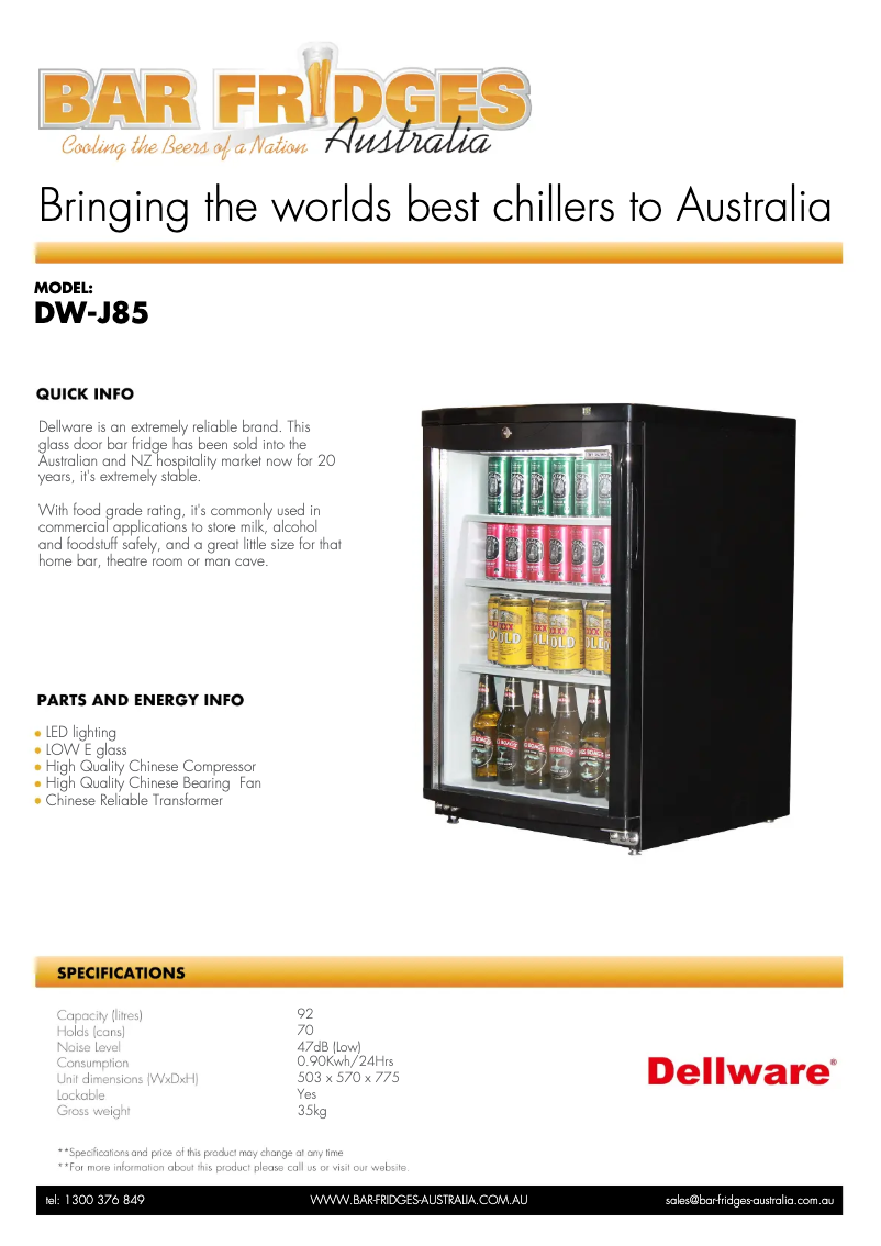 Page 1 de la notice Fiche technique Dellware DW-J85