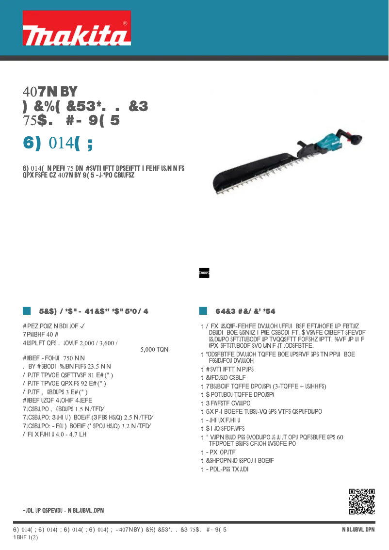 Page 1 de la notice Fiche technique Makita UH014GZ